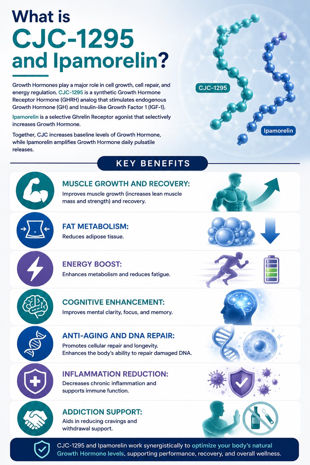 CJC-1295 & Ipamorelin peptide guide infographic